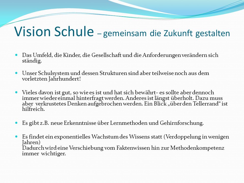 Vision Schule – gemeinsam die Zukunft gestalten