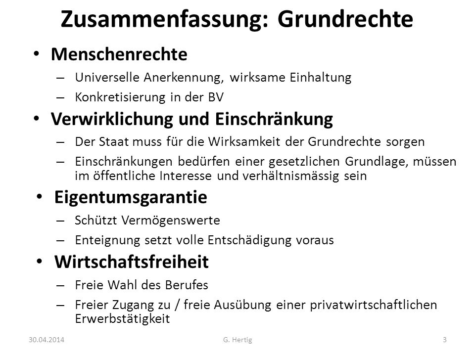 Zusammenfassung: Grundrechte