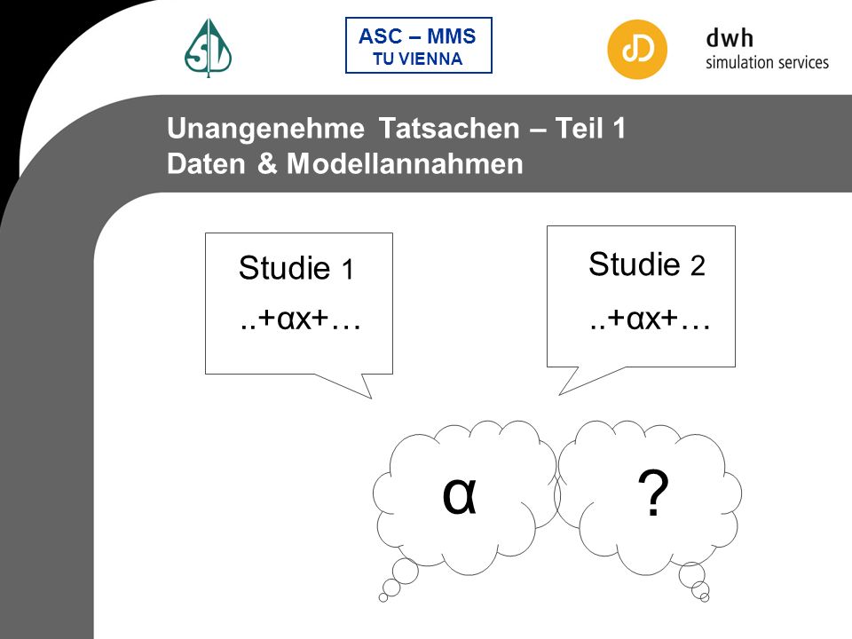α Studie 1 Studie 2 ..+αx+… ..+αx+… Unangenehme Tatsachen – Teil 1
