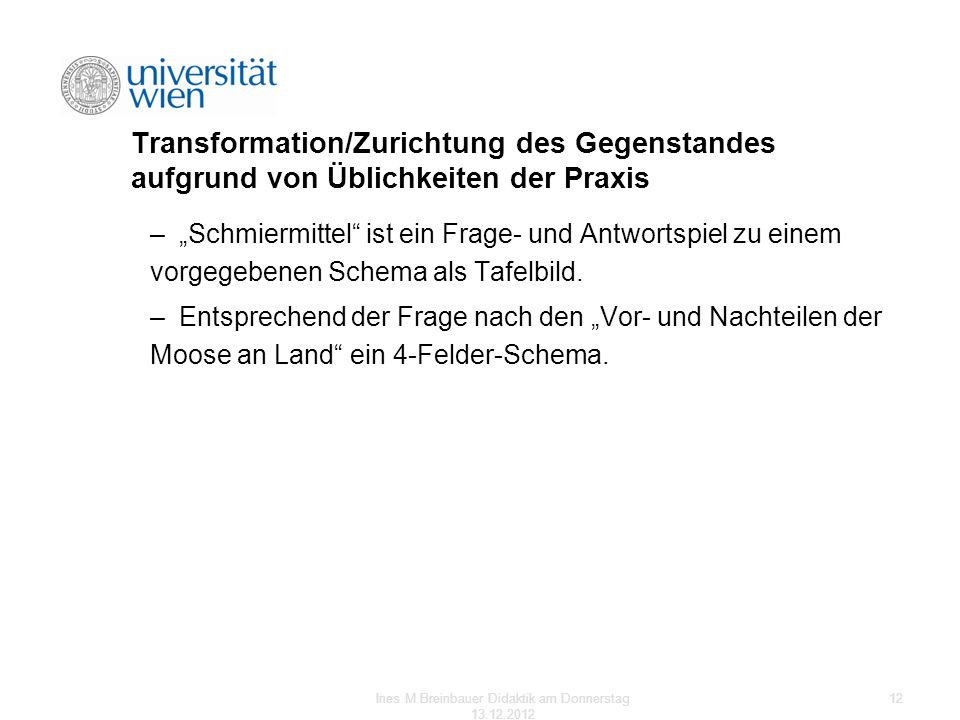 Ines M.Breinbauer Didaktik am Donnerstag