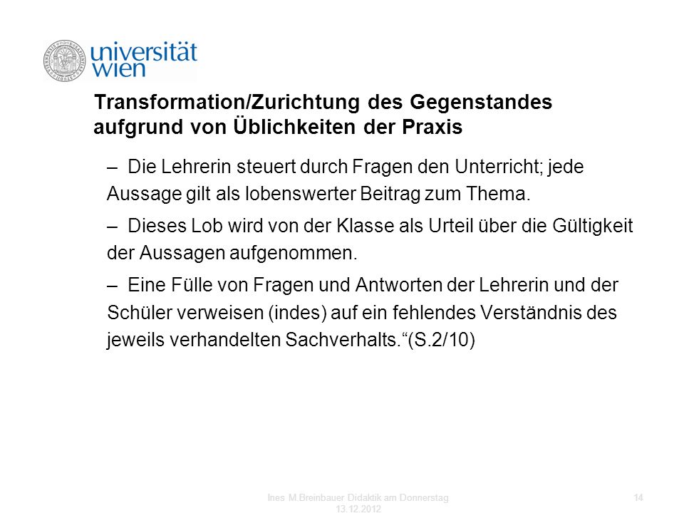Ines M.Breinbauer Didaktik am Donnerstag