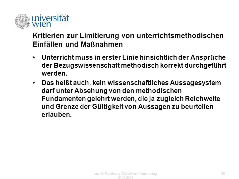 Ines M.Breinbauer Didaktik am Donnerstag