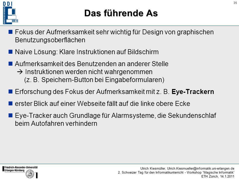 Das führende As Fokus der Aufmerksamkeit sehr wichtig für Design von graphischen Benutzungsoberflächen.