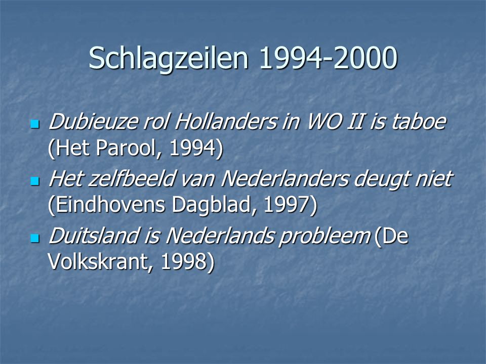 Schlagzeilen Dubieuze rol Hollanders in WO II is taboe (Het Parool, 1994)