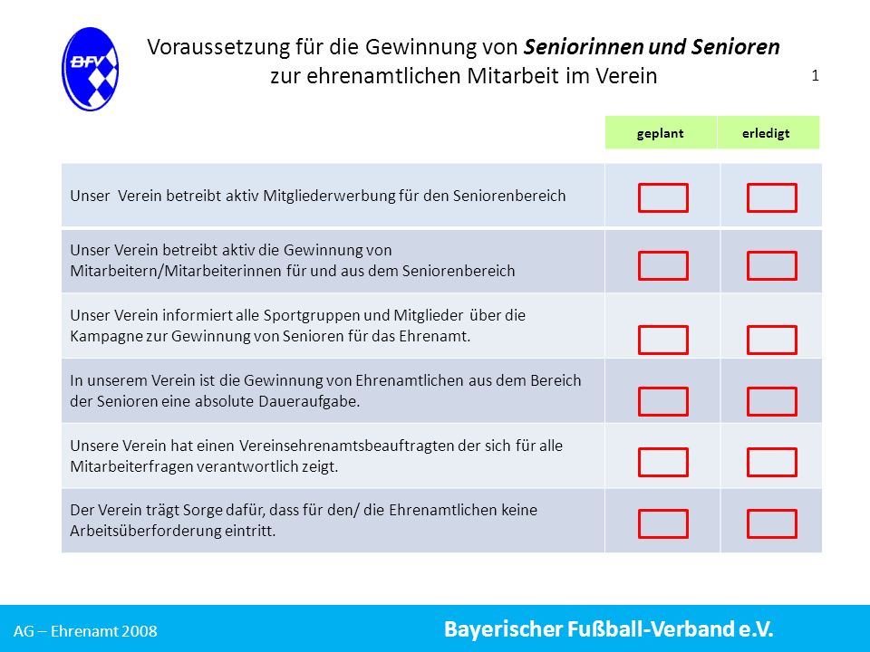 Voraussetzung für die Gewinnung von Seniorinnen und Senioren