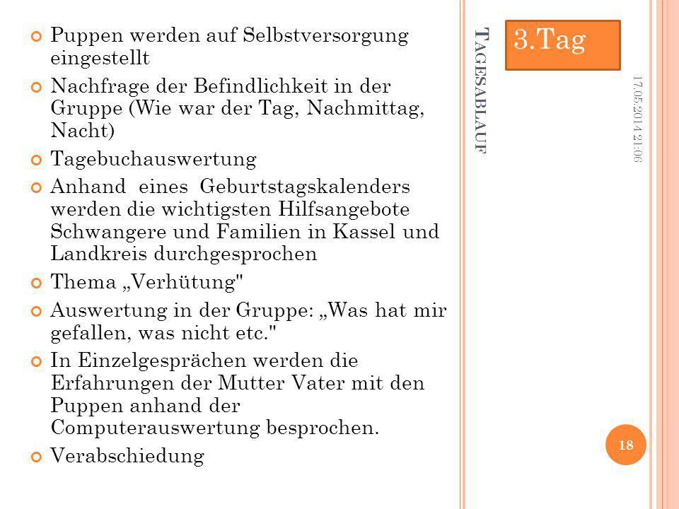3.Tag Puppen werden auf Selbstversorgung eingestellt