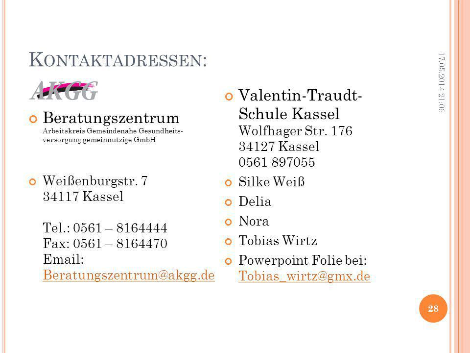 Kontaktadressen: :07. Beratungszentrum Arbeitskreis Gemeindenahe Gesundheits- versorgung gemeinnützige GmbH.