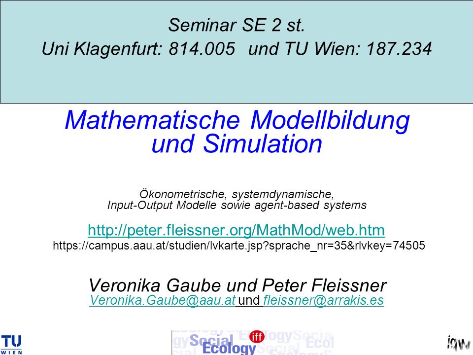 Seminar SE 2 st. Uni Klagenfurt: und TU Wien: 187