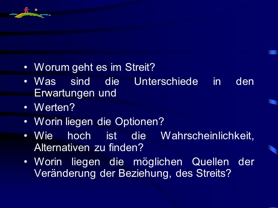 Worum geht es im Streit Was sind die Unterschiede in den Erwartungen und. Werten Worin liegen die Optionen