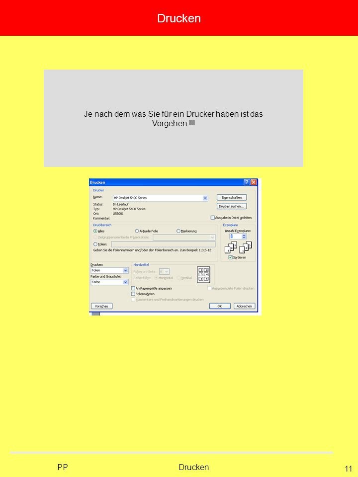Je nach dem was Sie für ein Drucker haben ist das