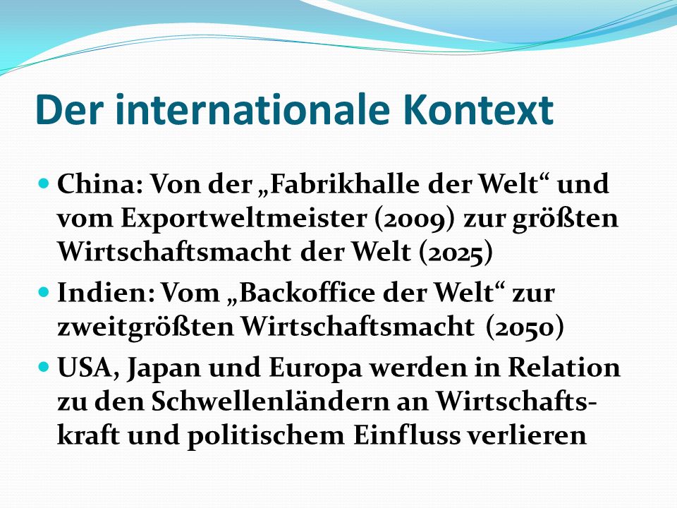 Der internationale Kontext