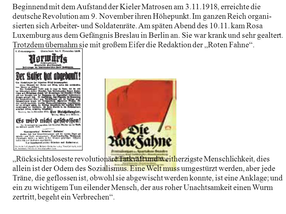Beginnend mit dem Aufstand der Kieler Matrosen am 3. 11