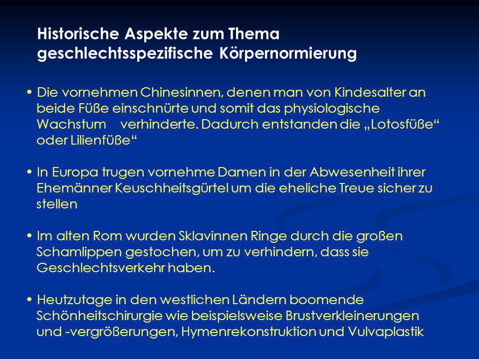 Historische Aspekte zum Thema geschlechtsspezifische Körpernormierung