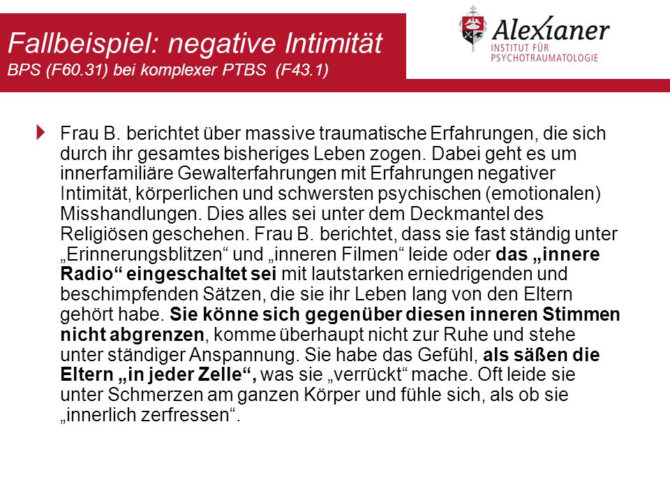 Fallbeispiel: negative Intimität BPS (F60. 31) bei komplexer PTBS (F43