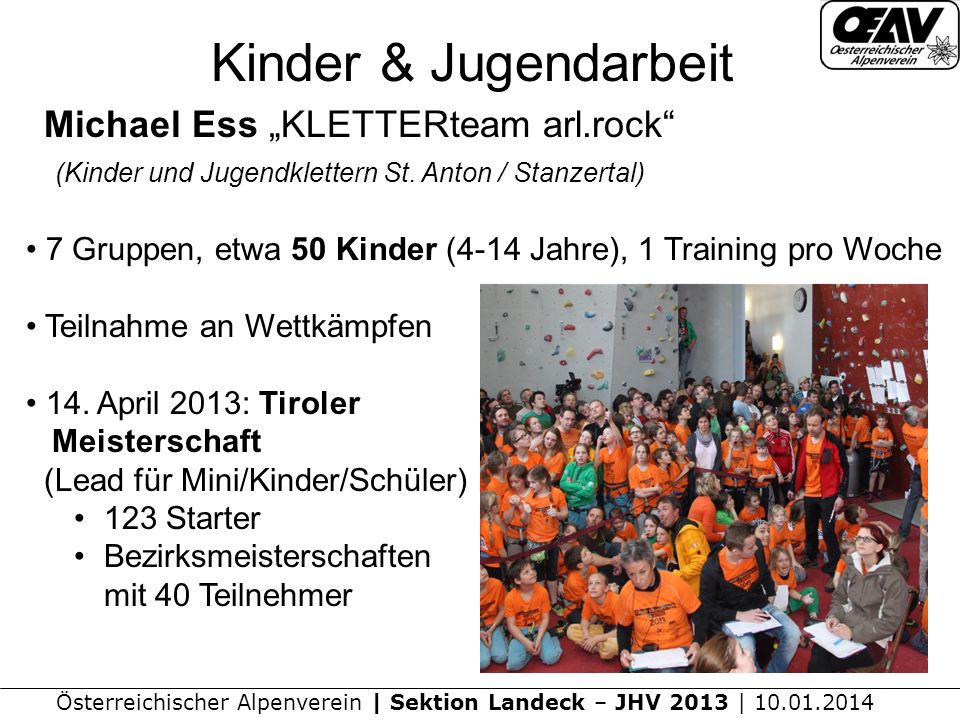 Kinder & Jugendarbeit Michael Ess „KLETTERteam arl.rock (Kinder und Jugendklettern St. Anton / Stanzertal)