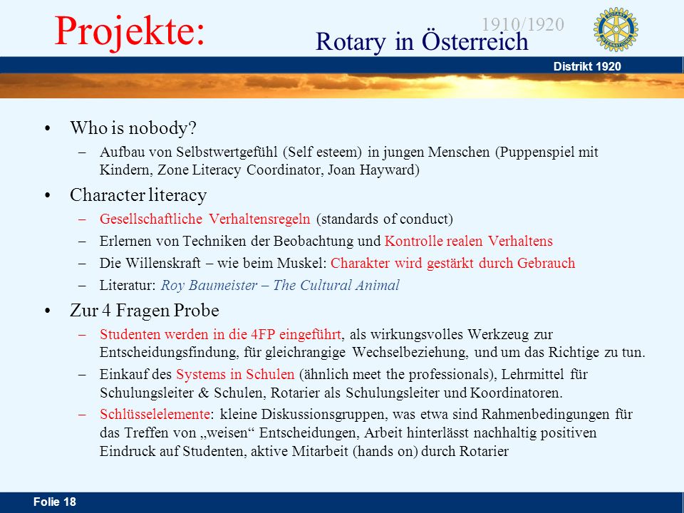 Projekte: Who is nobody Character literacy Zur 4 Fragen Probe