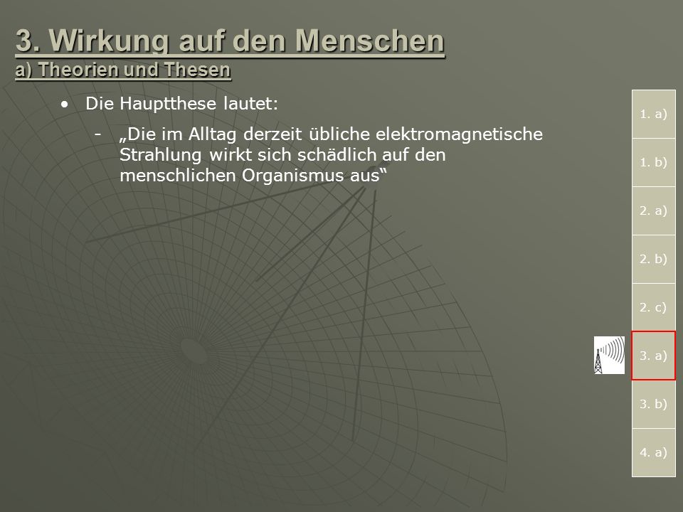 3. Wirkung auf den Menschen a) Theorien und Thesen