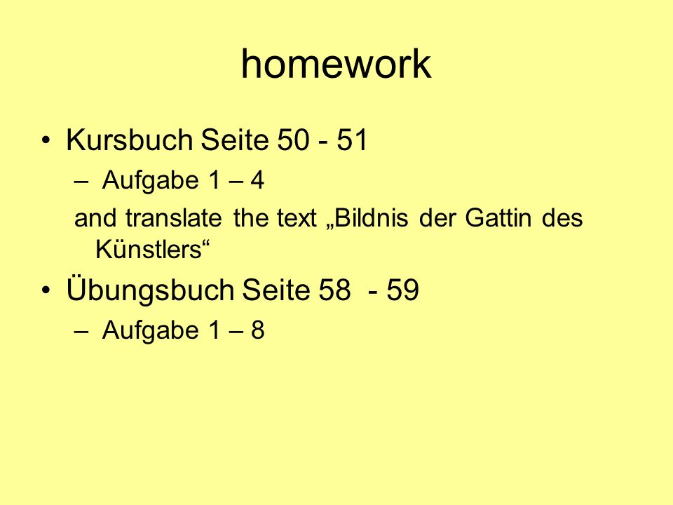 homework Kursbuch Seite Übungsbuch Seite Aufgabe 1 – 4