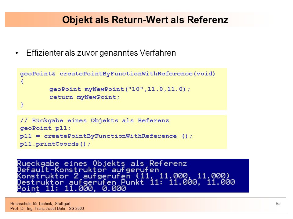 Objekt als Return-Wert als Referenz