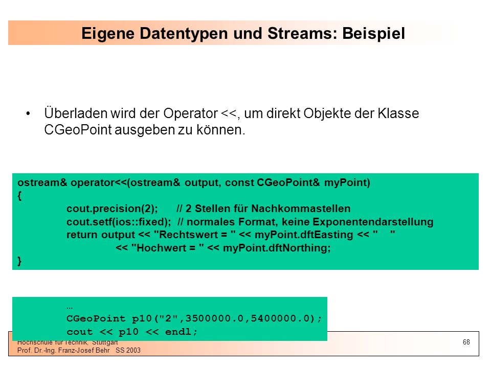 Eigene Datentypen und Streams: Beispiel