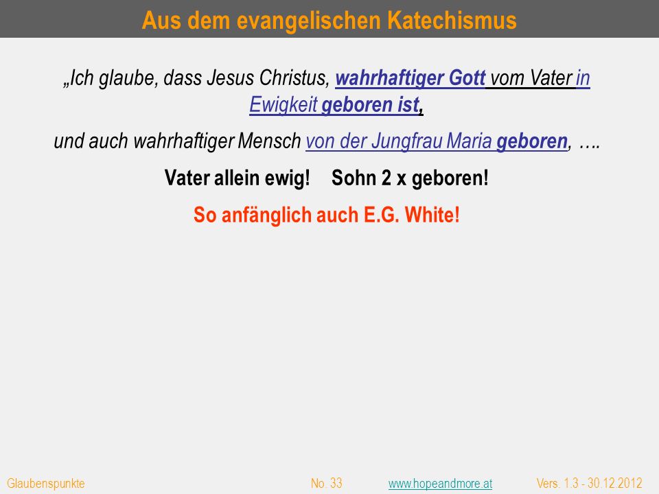 Das Problem mit der göttlichen Natur Jesu auch bei Ellen White vor 1896