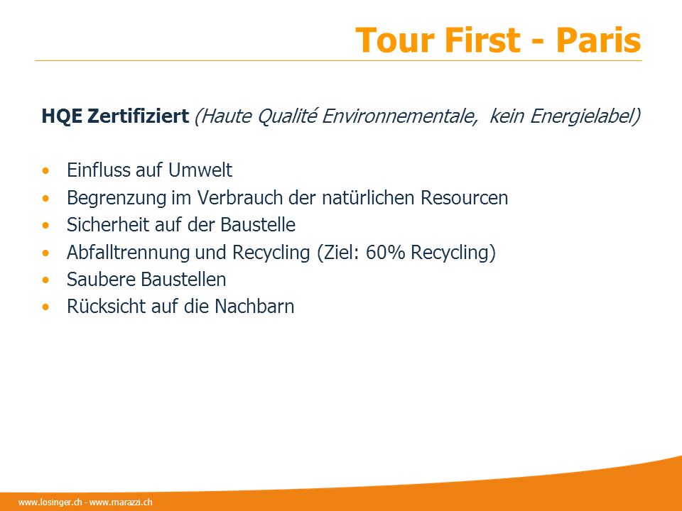 Tour First - Paris HQE Zertifiziert (Haute Qualité Environnementale, kein Energielabel) Einfluss auf Umwelt.