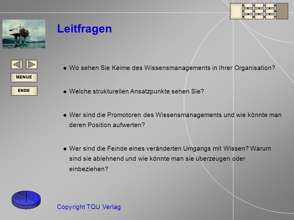 Leitfragen Wo sehen Sie Keime des Wissensmanagements in Ihrer Organisation Welche strukturellen Ansatzpunkte sehen Sie
