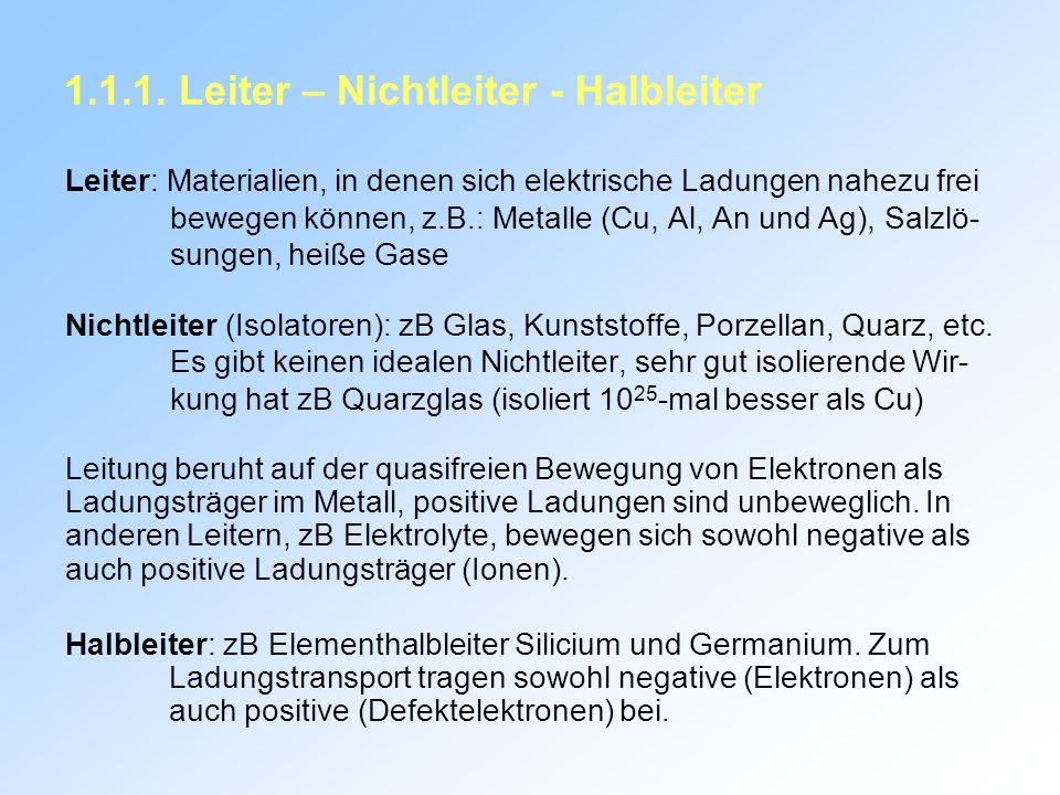 Leiter – Nichtleiter - Halbleiter