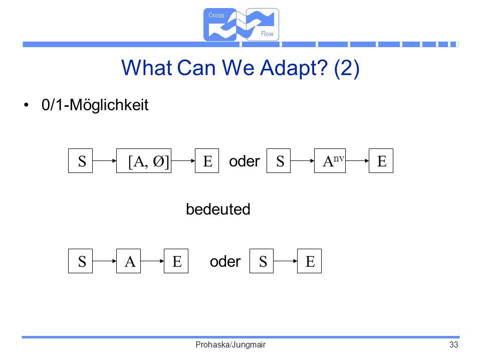 What Can We Adapt (2) 0/1-Möglichkeit S [A, Ø] E oder S Anv E