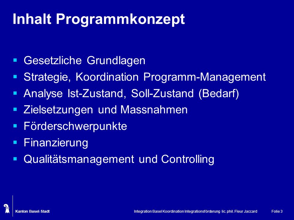 Inhalt Programmkonzept