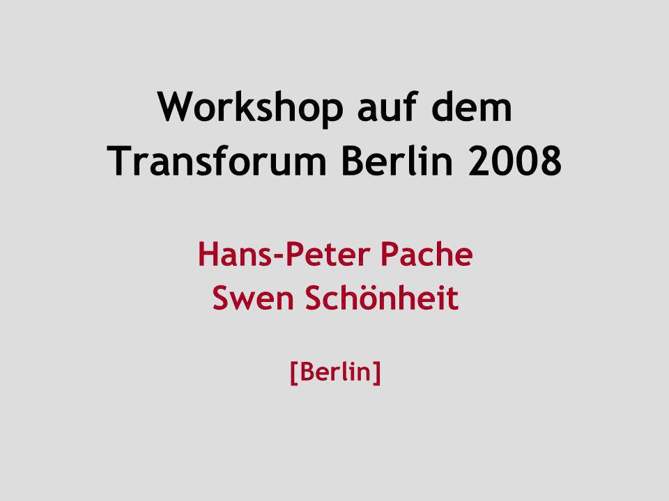 Workshop auf dem Transforum Berlin 2008 Hans-Peter Pache Swen Schönheit [Berlin]