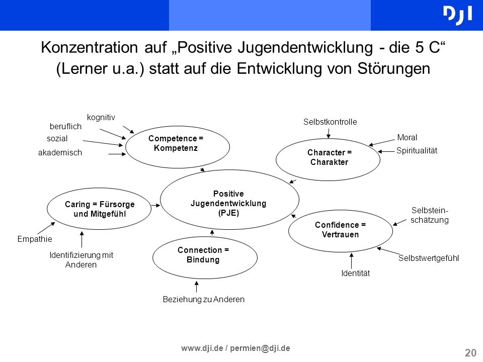 Konzentration auf „Positive Jugendentwicklung - die 5 C (Lerner u. a