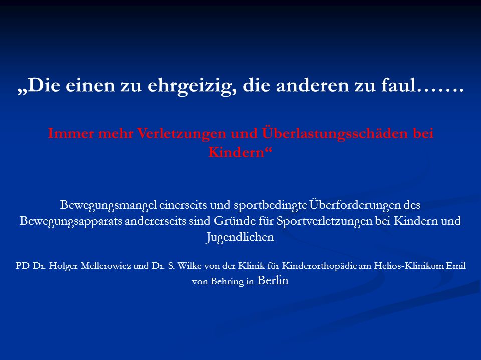 „Die einen zu ehrgeizig, die anderen zu faul…….