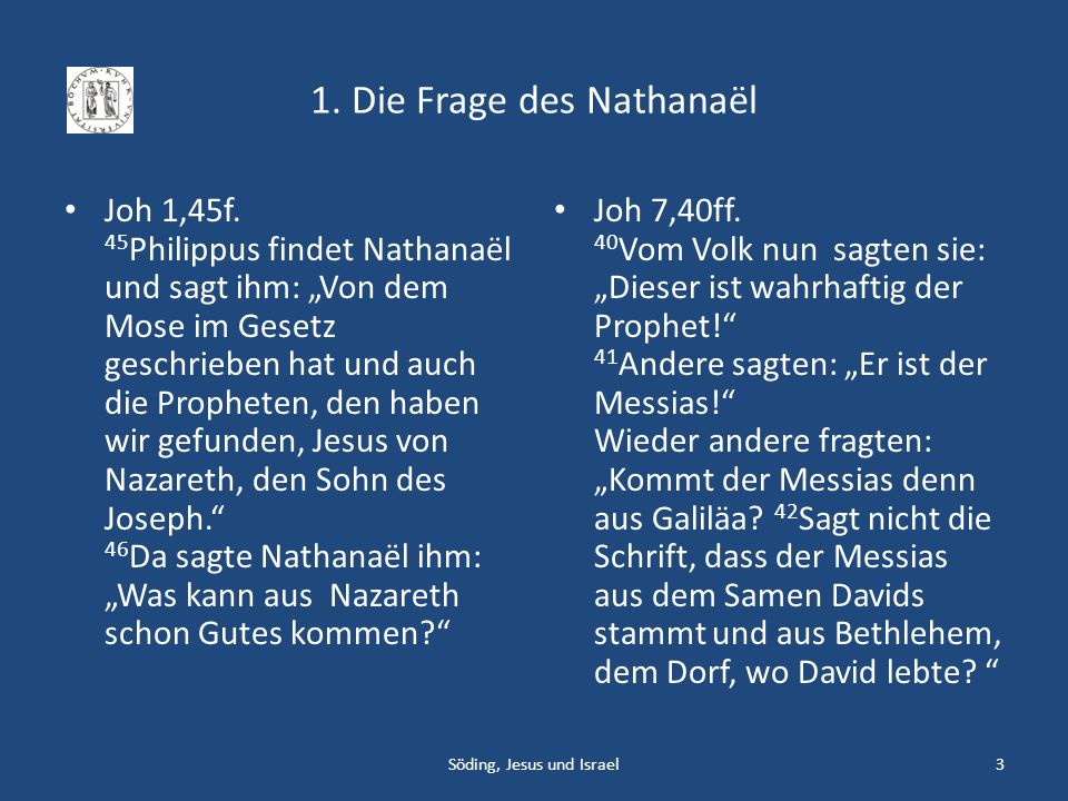 1. Die Frage des Nathanaël