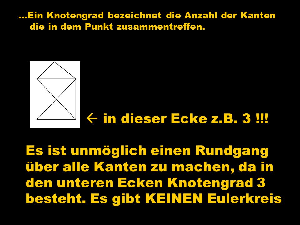 …Ein Knotengrad bezeichnet die Anzahl der Kanten die in dem Punkt zusammentreffen.