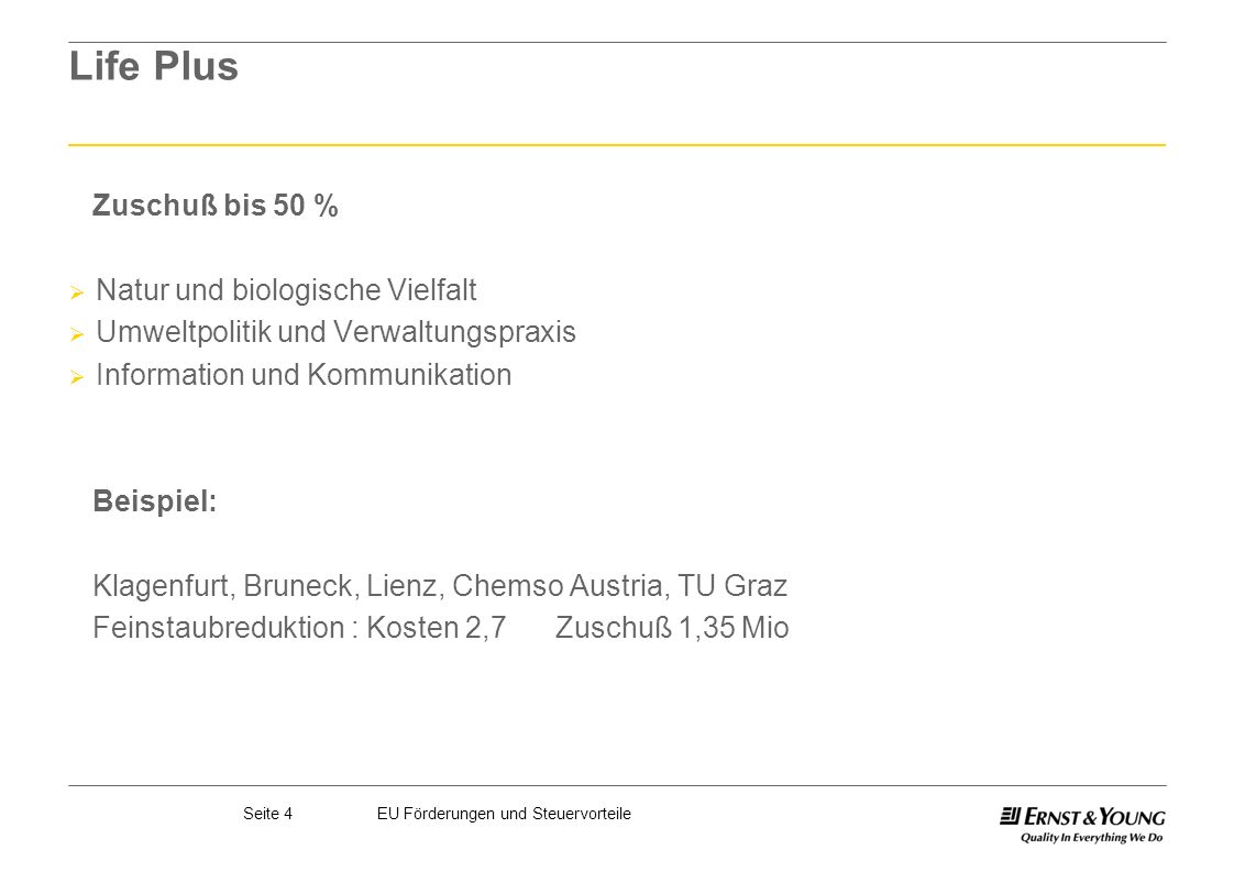Life Plus Zuschuß bis 50 % Natur und biologische Vielfalt