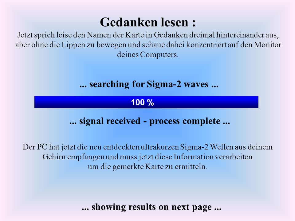 Gedanken lesen : ... searching for Sigma-2 waves ...
