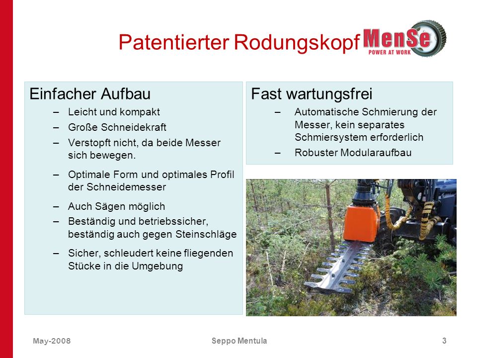 Patentierter Rodungskopf