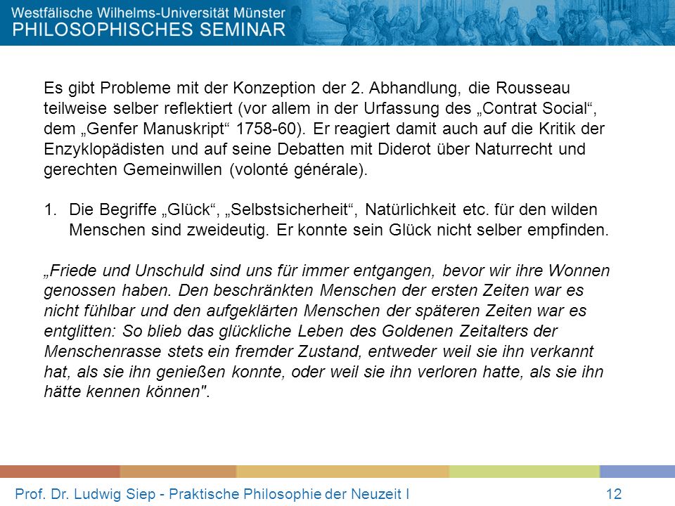 Prof. Dr. Ludwig Siep - Praktische Philosophie der Neuzeit I