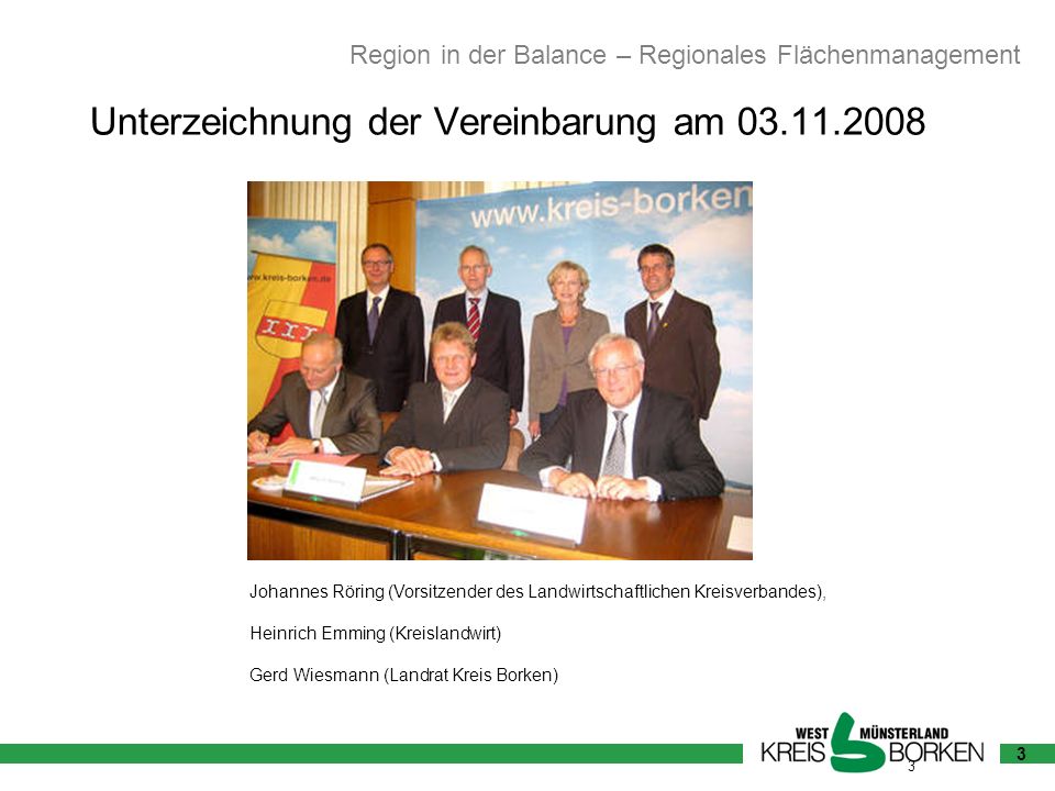Unterzeichnung der Vereinbarung am