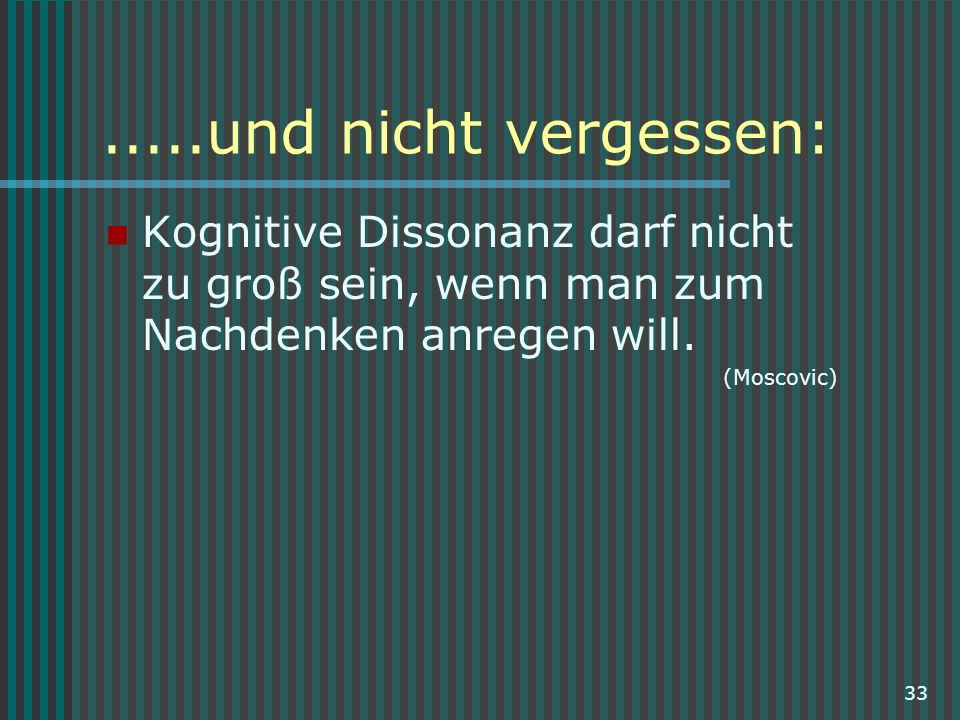 .....und nicht vergessen: Kognitive Dissonanz darf nicht zu groß sein, wenn man zum Nachdenken anregen will.