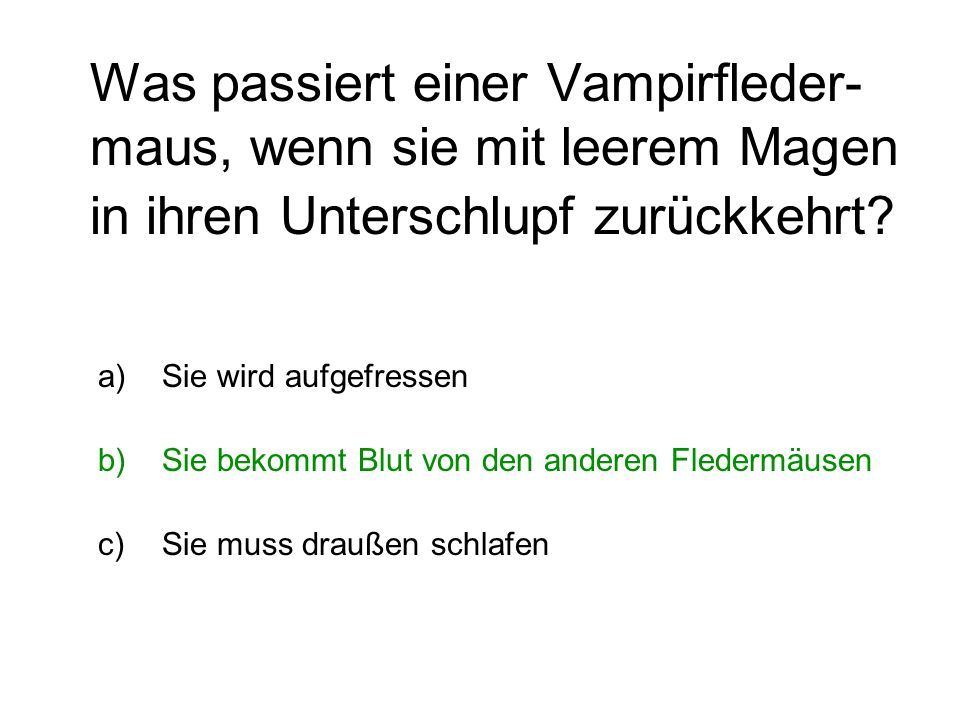 Was passiert einer Vampirfleder-maus, wenn sie mit leerem Magen in ihren Unterschlupf zurückkehrt