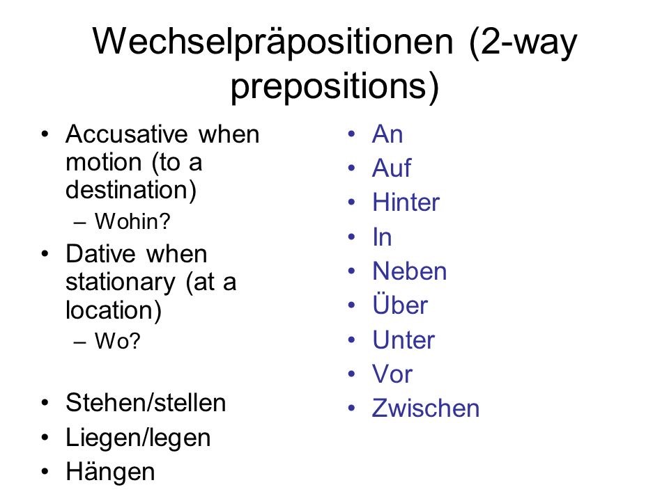 Wechselpräpositionen (2-way prepositions)