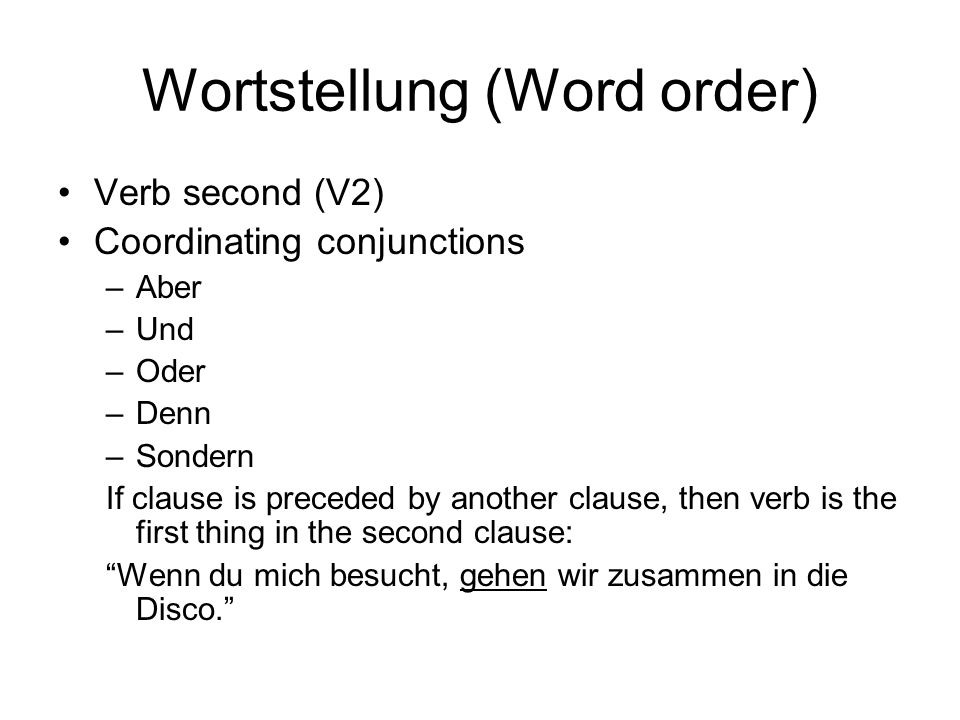 Wortstellung (Word order)