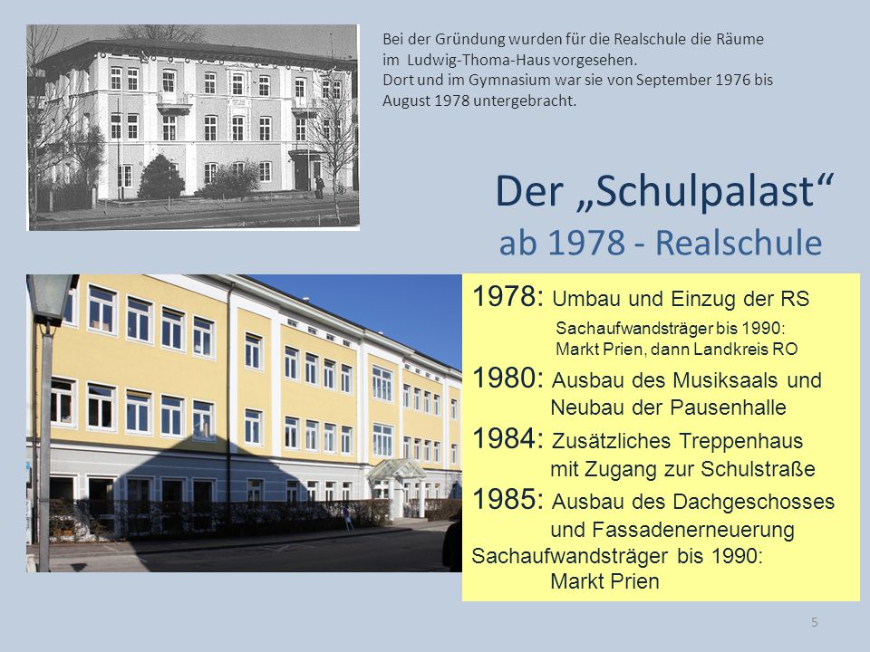 Der „Schulpalast ab Realschule 1978: Umbau und Einzug der RS