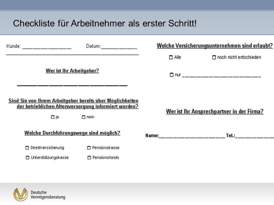 Checkliste für Arbeitnehmer als erster Schritt!