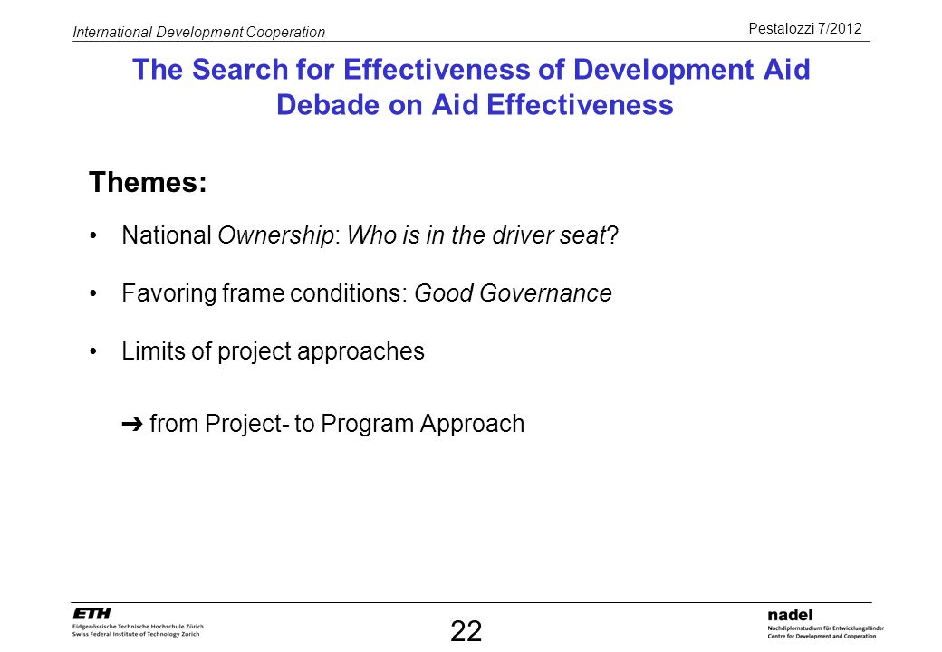The Search for Effectiveness of Development Aid Debade on Aid Effectiveness