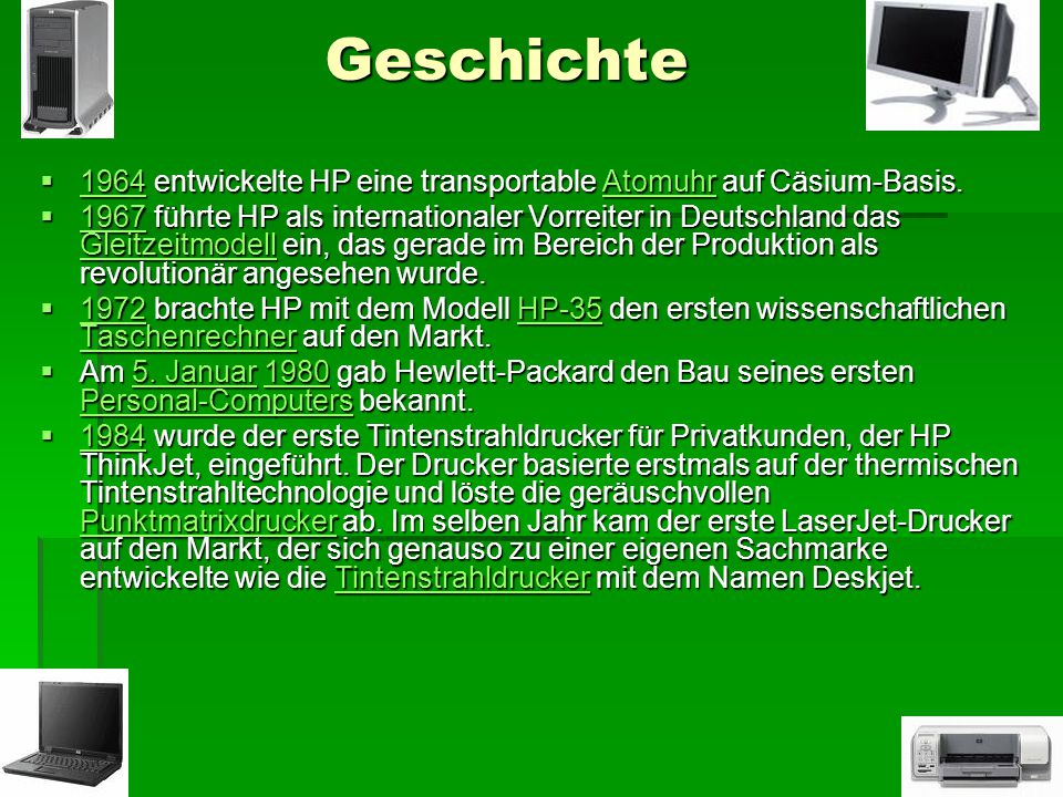 Geschichte 1964 entwickelte HP eine transportable Atomuhr auf Cäsium-Basis.