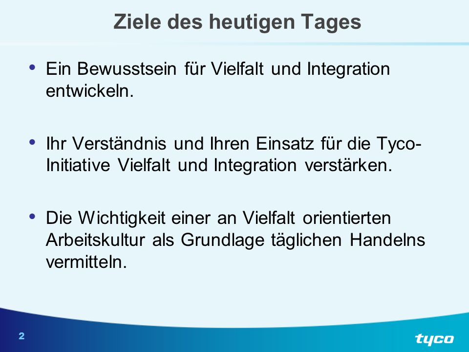 Tyco-Mission zur internationalen Vielfalt und Integration