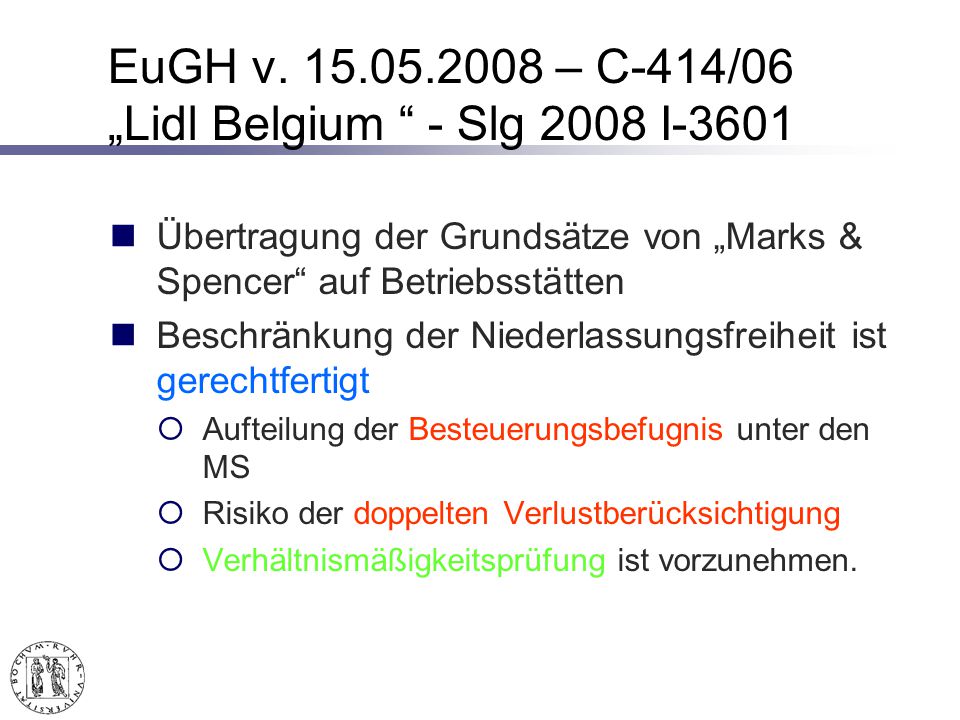 EuGH v – C-414/06 „Lidl Belgium - Slg 2008 I-3601